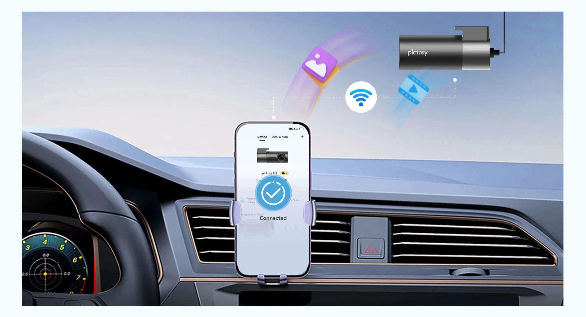 Pictrey M2 2K Dash Cam with Night Vision and Voice Control-Pictrey M2 / NO SD Card