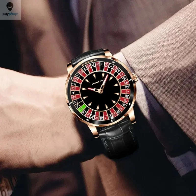 PINDU Roulette Watch – Automatic Timepiece with Rotating Casino Dial-gold black