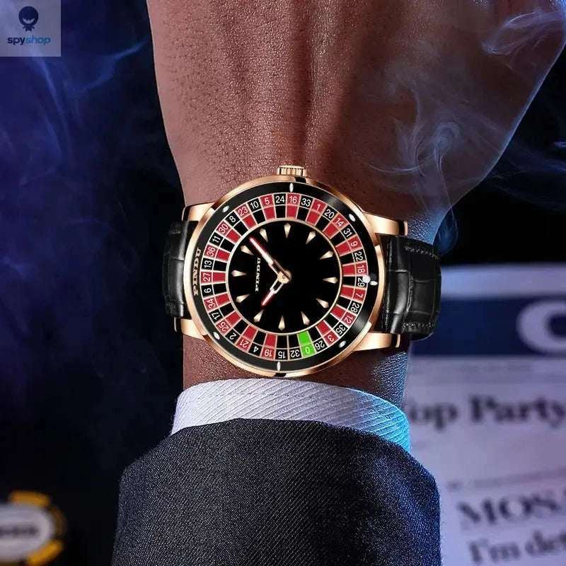 PINDU Roulette Watch – Automatic Timepiece with Rotating Casino Dial-gold black
