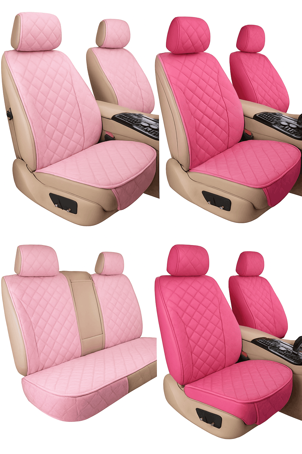Pink Plush Car Seat Cover-Front Light Pink 2pc