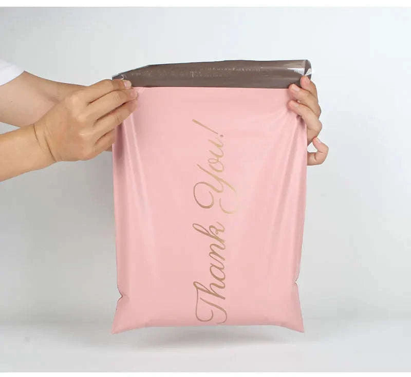 Pink Poly Mailing Pouch with Thank You Design-23x26x4 cm 20pcs