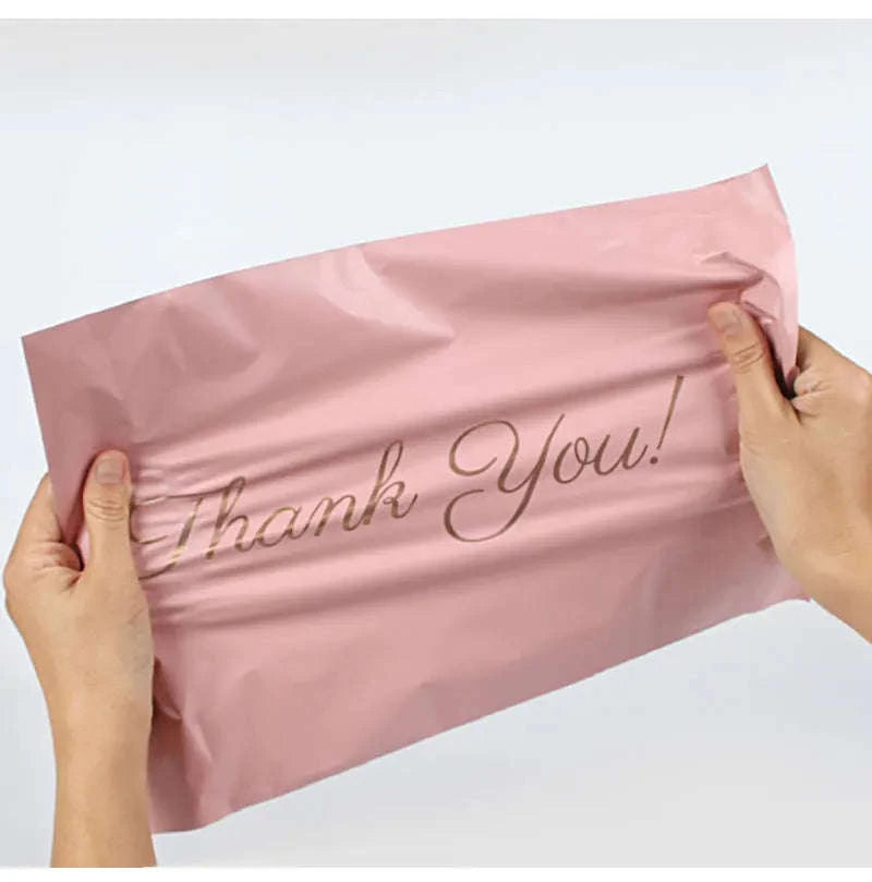 Pink Poly Mailing Pouch with Thank You Design-23x26x4 cm 20pcs