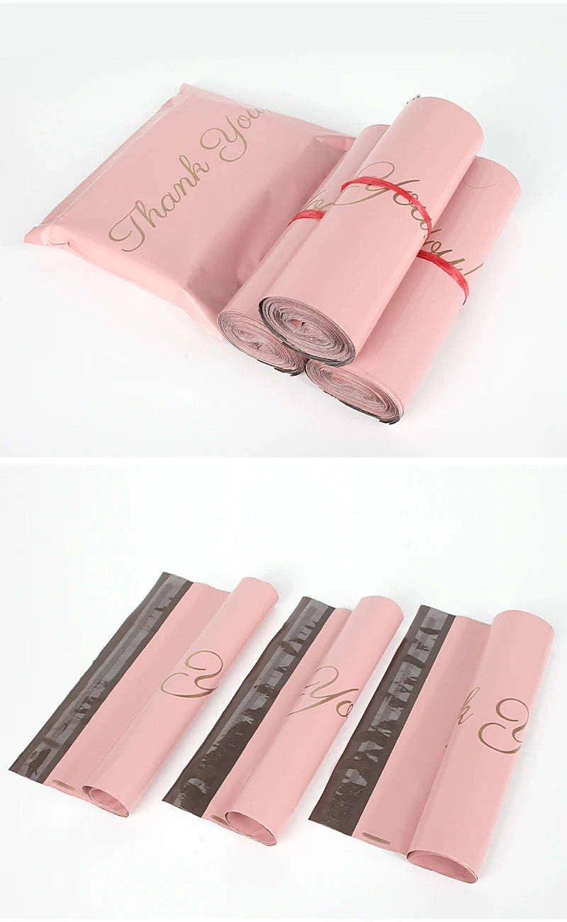Pink Poly Mailing Pouch with Thank You Design-23x26x4 cm 20pcs