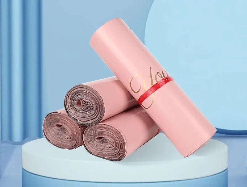 Pink Poly Mailing Pouch with Thank You Design-23x26x4 cm 20pcs