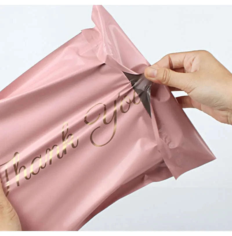 Pink Poly Mailing Pouch with Thank You Design-23x26x4 cm 20pcs