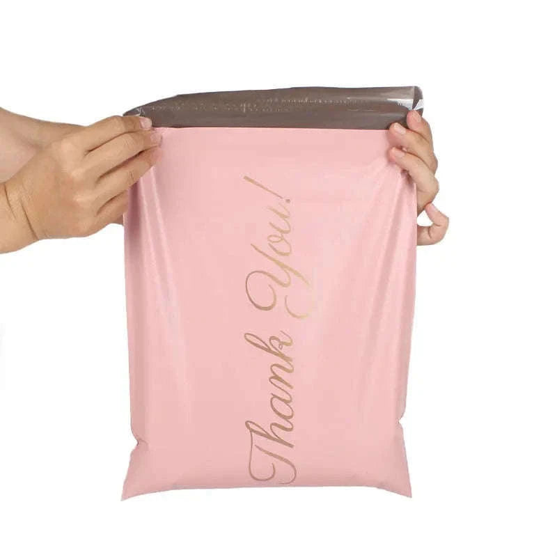 Pink Poly Mailing Pouch with Thank You Design for Shipping-23x26x4 cm 20pcs