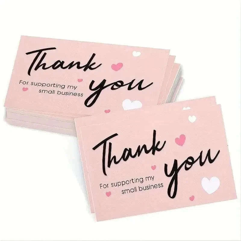 Pink Thank You Cards for Memorable Packaging and Gratitude-50PCs