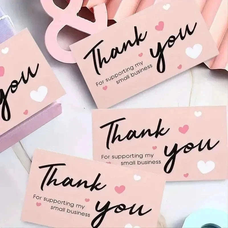 Pink Thank You Cards for Memorable Packaging and Gratitude-50PCs