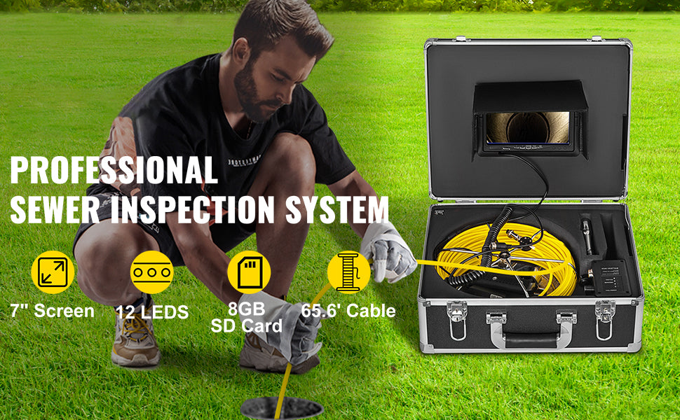 Inšpekčná video kamera na potrubie s 7/9-palcovým monitorom a DVR