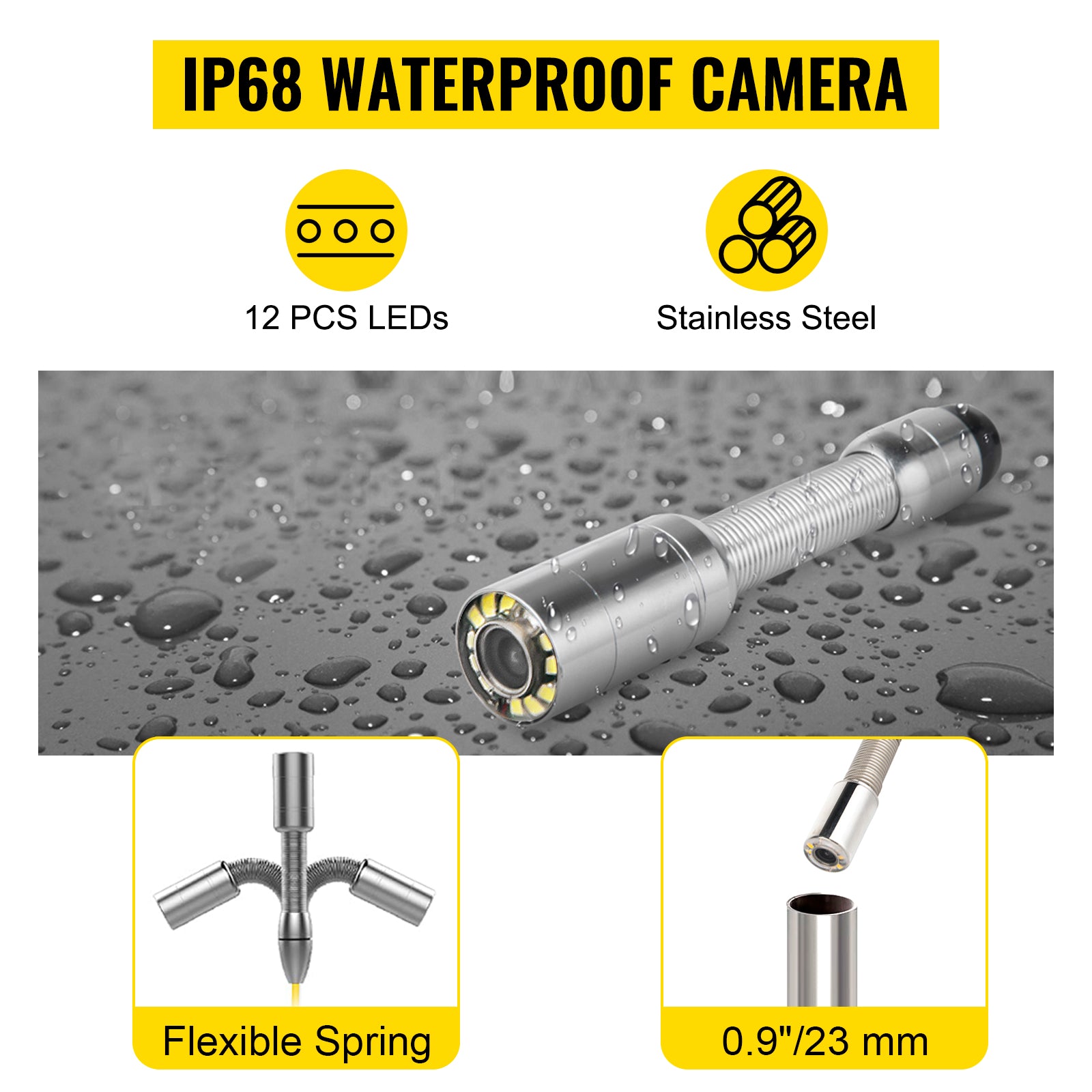Inšpekčná video kamera na potrubie s 7/9-palcovým monitorom a DVR
