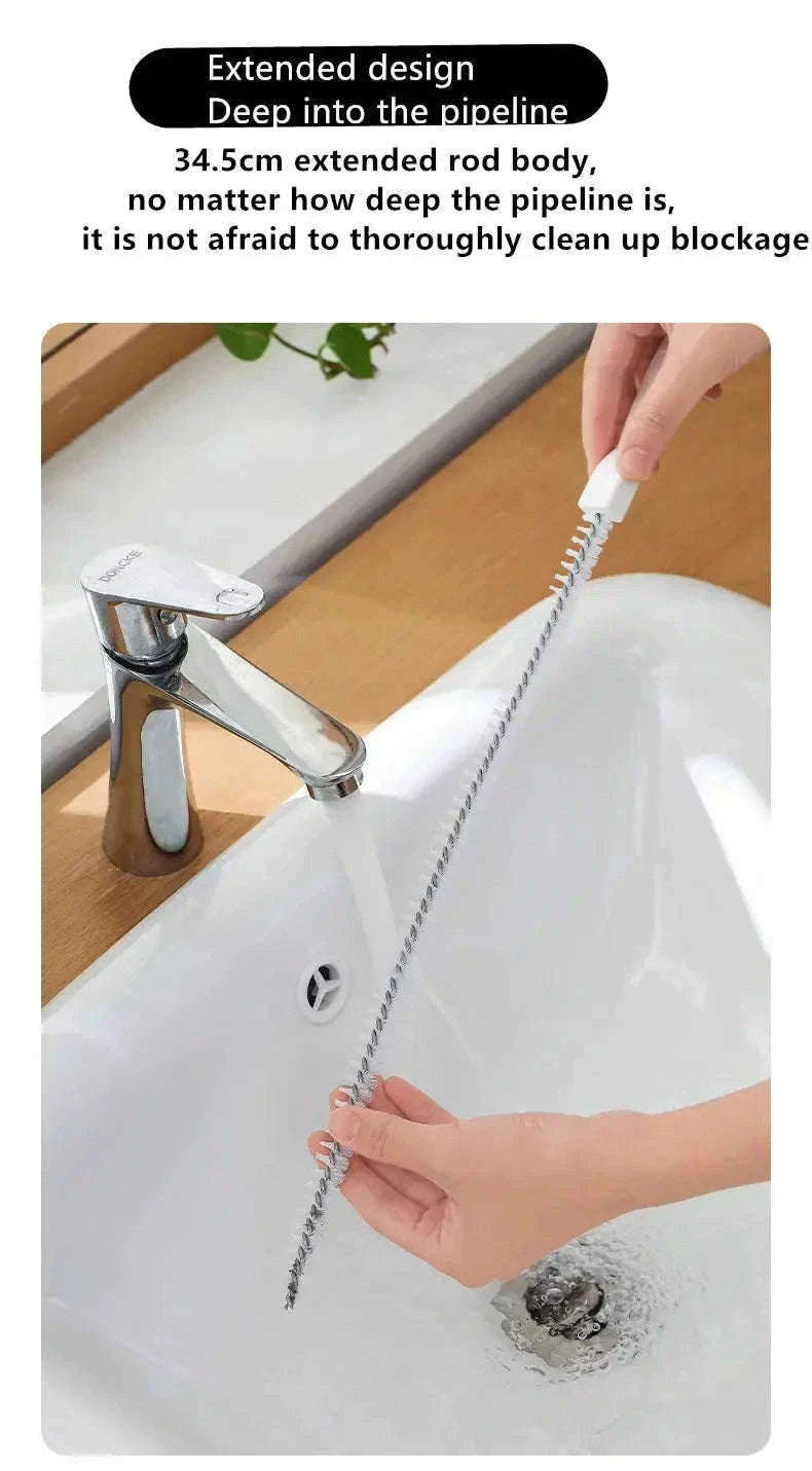Pipe Dredging Brush for Fast, Chemical-Free Drain Cleaning-White
