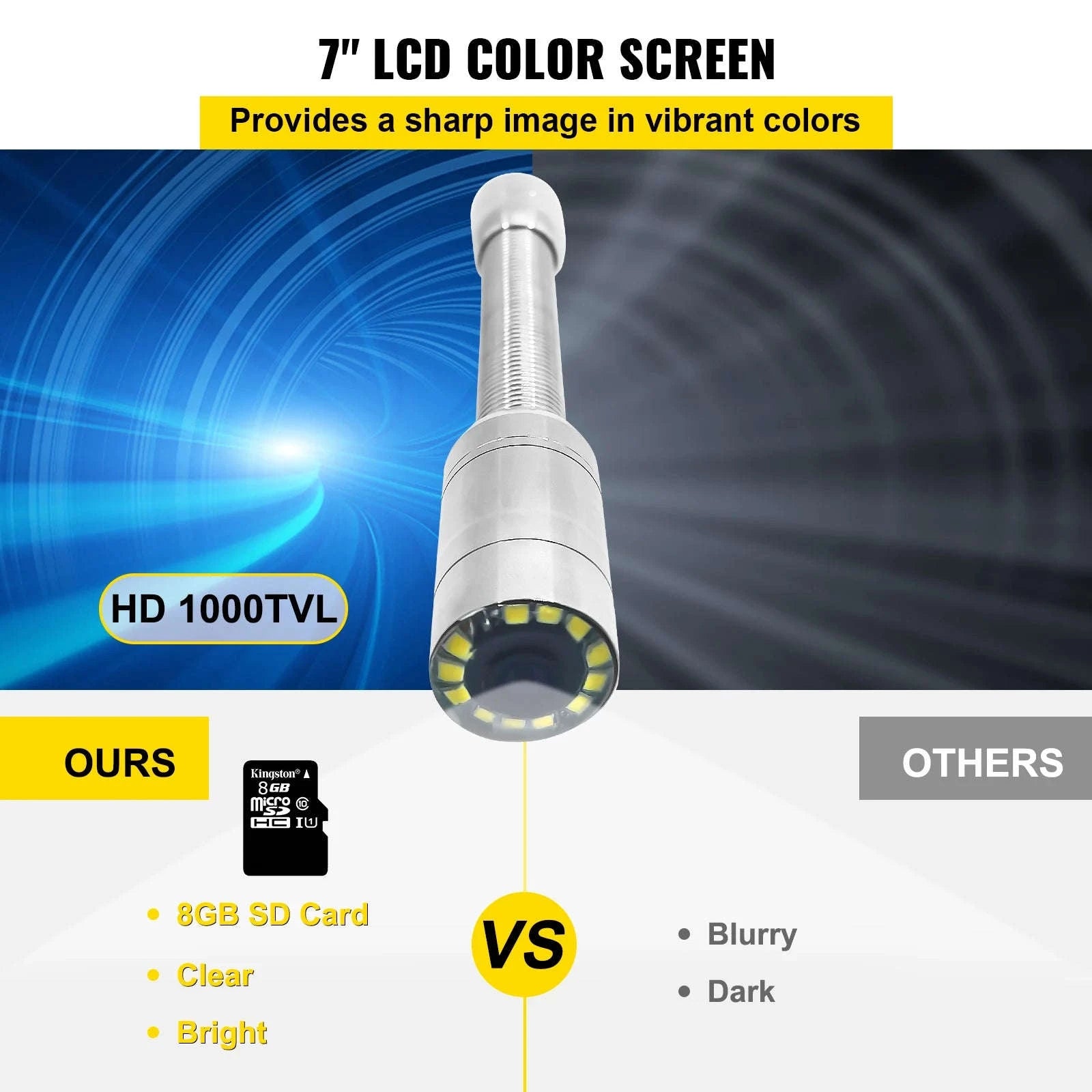 Pipe Inspection Video Camera with 7/9in Monitor and DVR-7in LCD 20M Cable / france