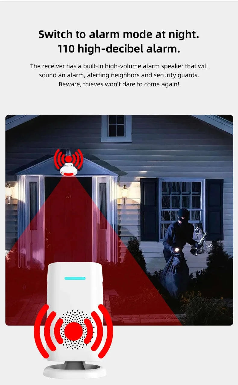 PIR Motion Sensor Welcome Chime Alarm for Shop and Home-Split-type Version