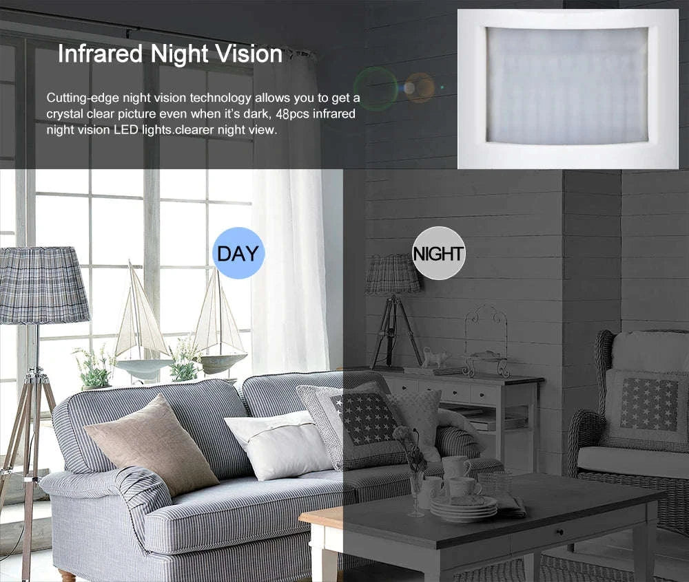 PIR Style Indoor Wireless IP Camera with Invisible IR-2MP 64G TF Card / 3.6mm