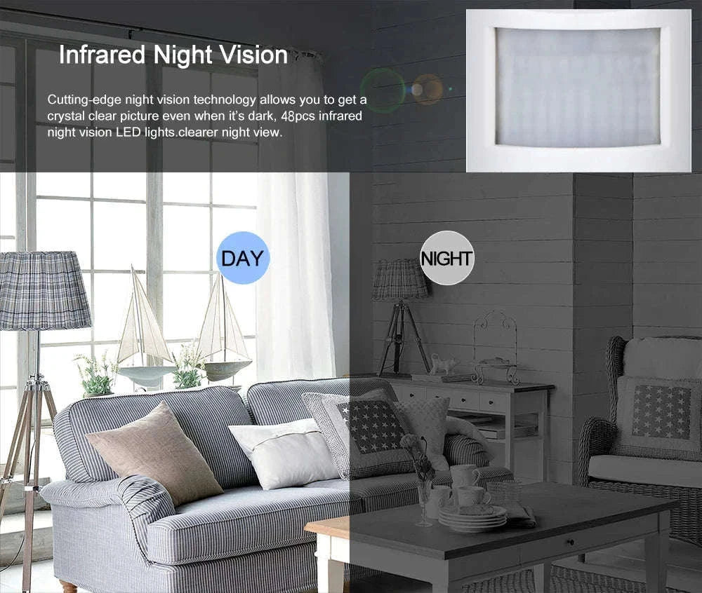 PIR Style Indoor Wireless IP Camera with Invisible IR-2MP 64G TF Card / 3.6mm