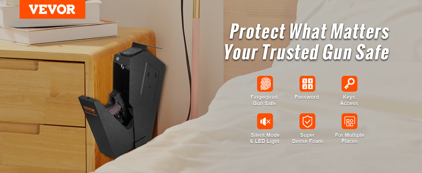 VEVOR Q235 Steel Pistol Safe with Biometric Quick Access
