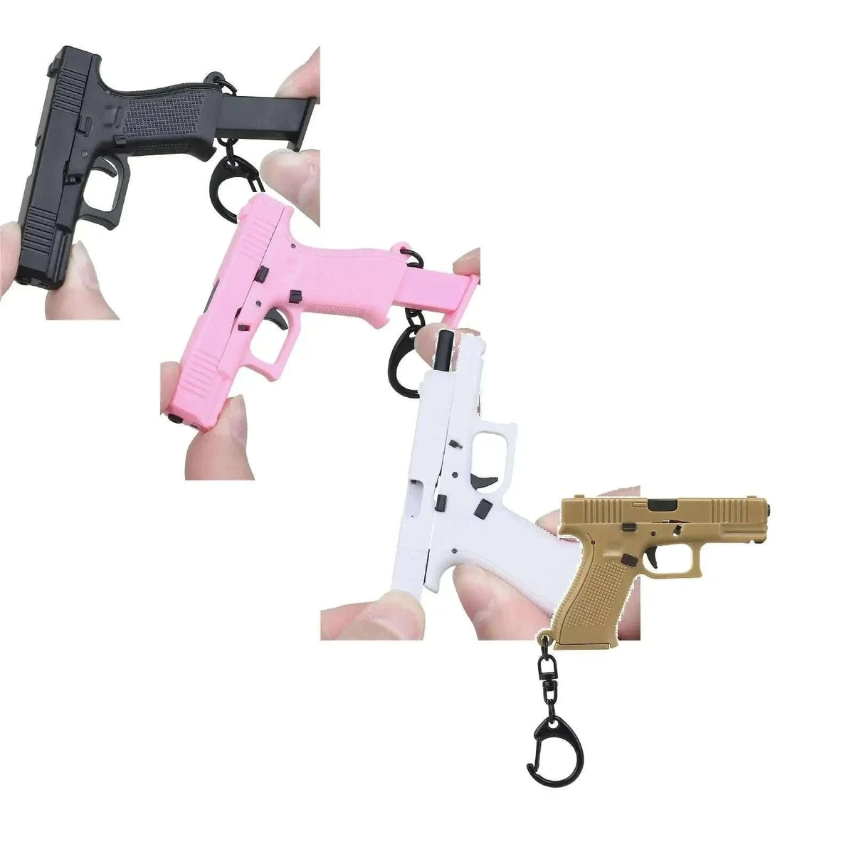 Pistol Shaped Keychain Charm with Removable Magazine-Pink