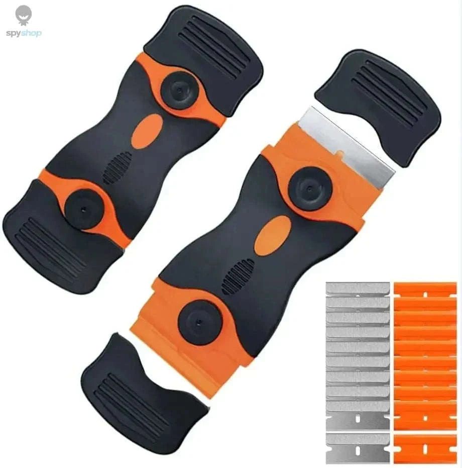 Plastic Metal Window Glass Scraper & Adhesive Remover-OrangeRed / 1knife 20 blade