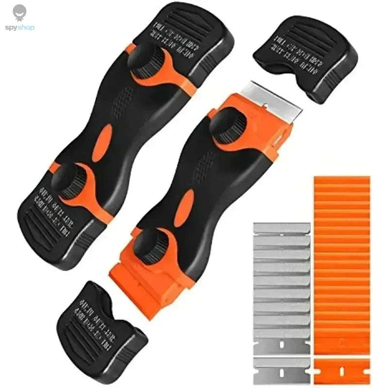 Plastic Metal Window Glass Scraper & Adhesive Remover-OrangeRed / 1knife 20 blade