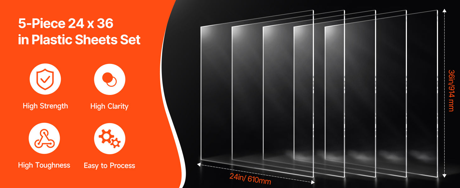 Clear PET Plastic Sheets 5-Pack 24 x 36 in 0.04 in Thick