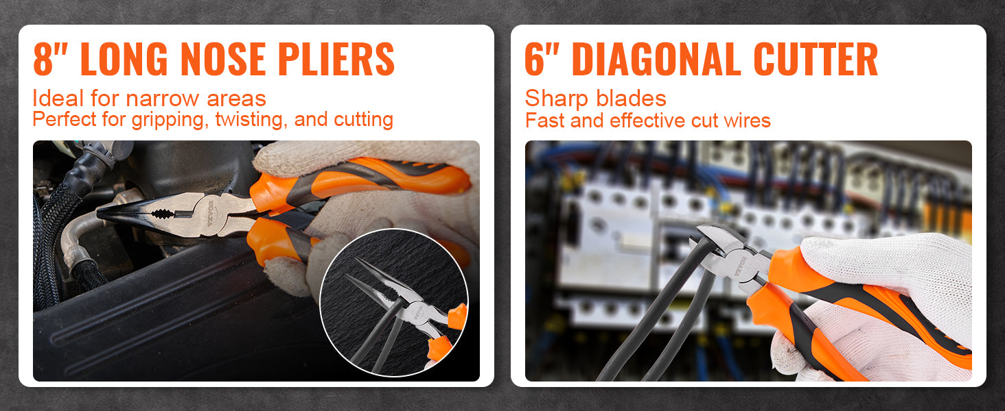 Ensemble de 8 pinces avec clé réglable Kit d'outils en acier robuste