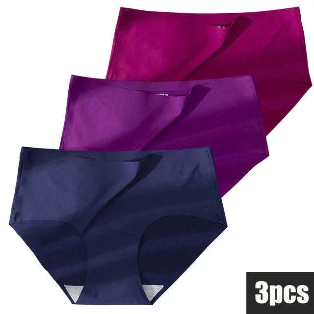 Plus Size Seamless Ice Silk Panties for Smooth All-Day Comfort-Ice-3Pcs black / XL / 3pcs