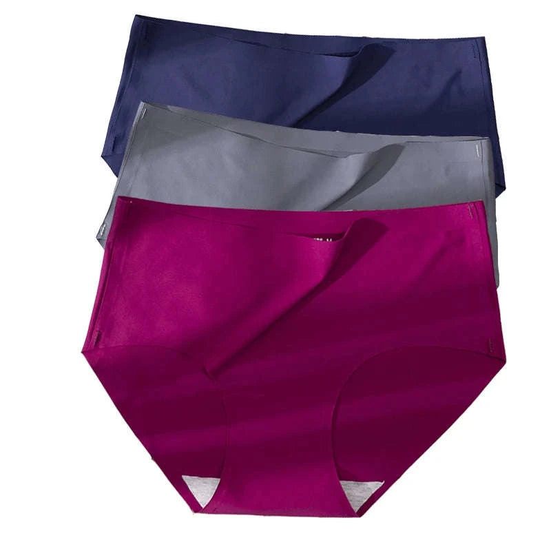 Plus Size Seamless Ice Silk Panties-Ice-3Pcs black / XL / 3pcs