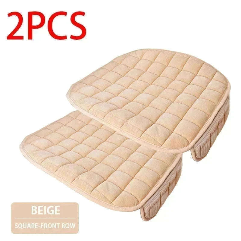 Plush Car Seat Cover Anti-Scratch Universal Seat Protector-Beige Front 1pc