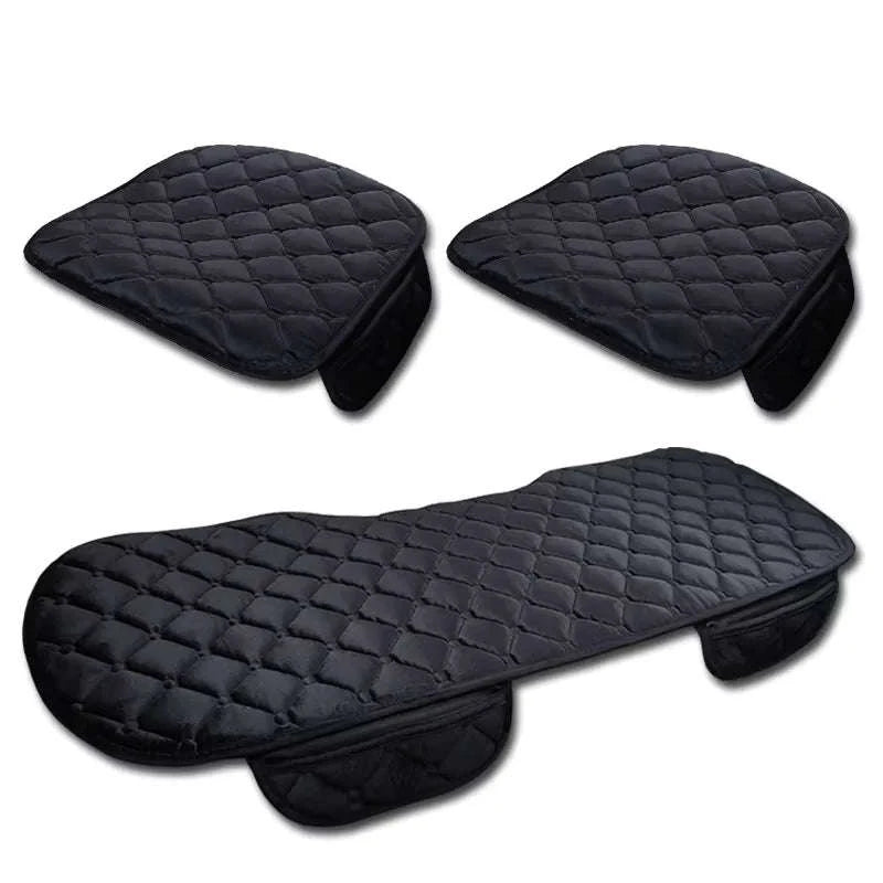 Plush Car Seat Cover Anti-Slip Soft Seat Cushion Protector Pad Universal-Black Rear 1pc