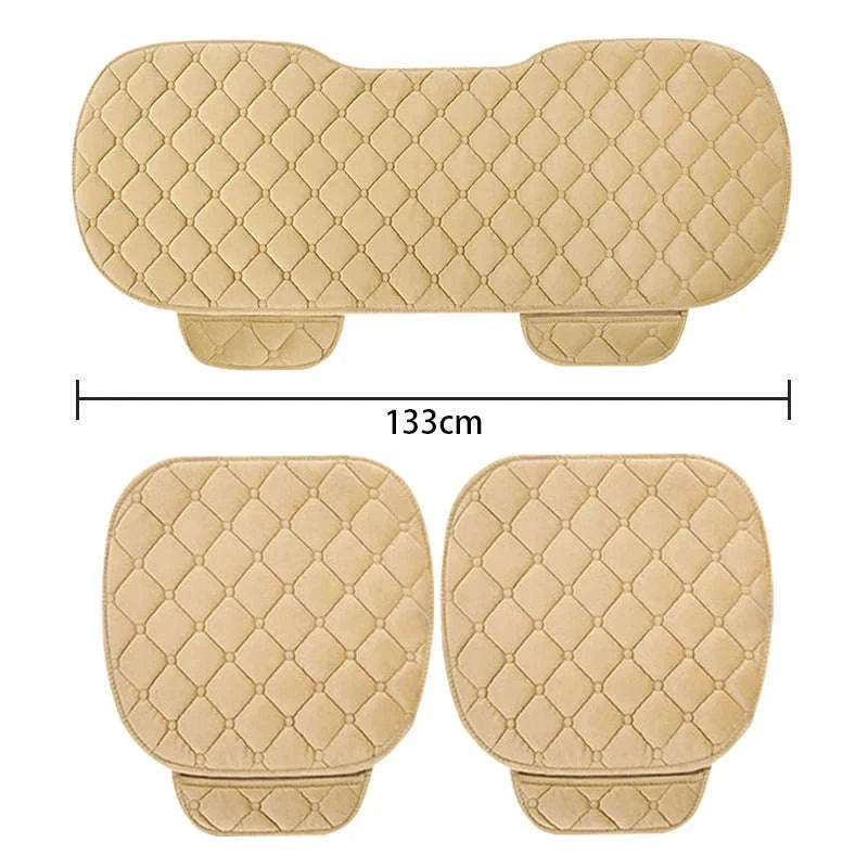 Plush Car Seat Cover Anti-Slip Soft Seat Cushion Protector Pad Universal-Black Rear 1pc