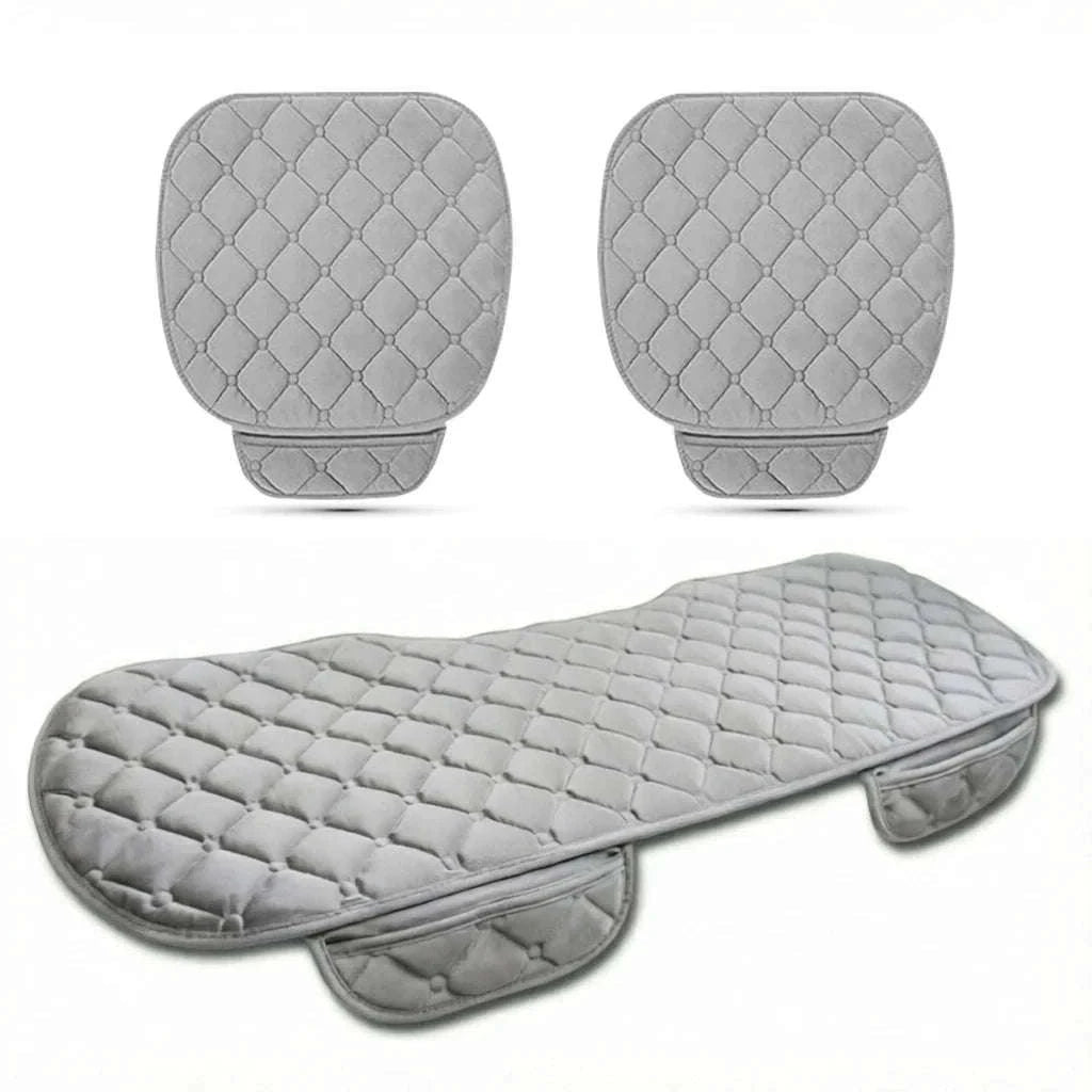 Plush Car Seat Cover Anti-Slip Soft Seat Cushion Protector Pad Universal-Black Rear 1pc