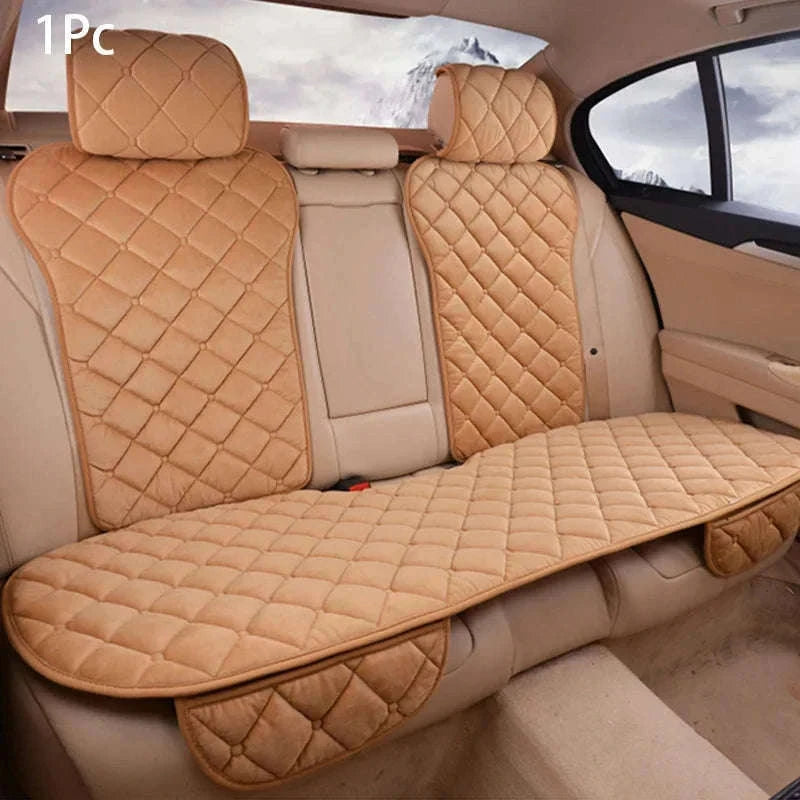 Plush Car Seat Cover-Rear Black 1pc