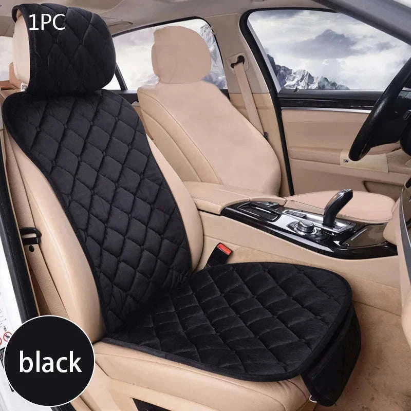Plush Car Seat Cover-Rear Black 1pc