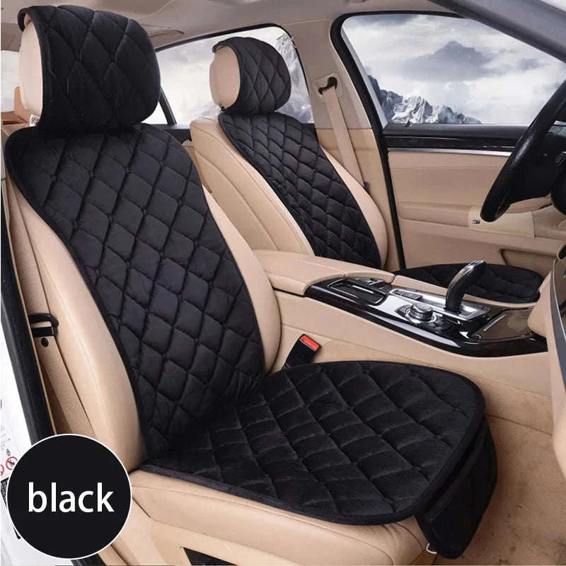 Plush Car Seat Cover-Rear Black 1pc