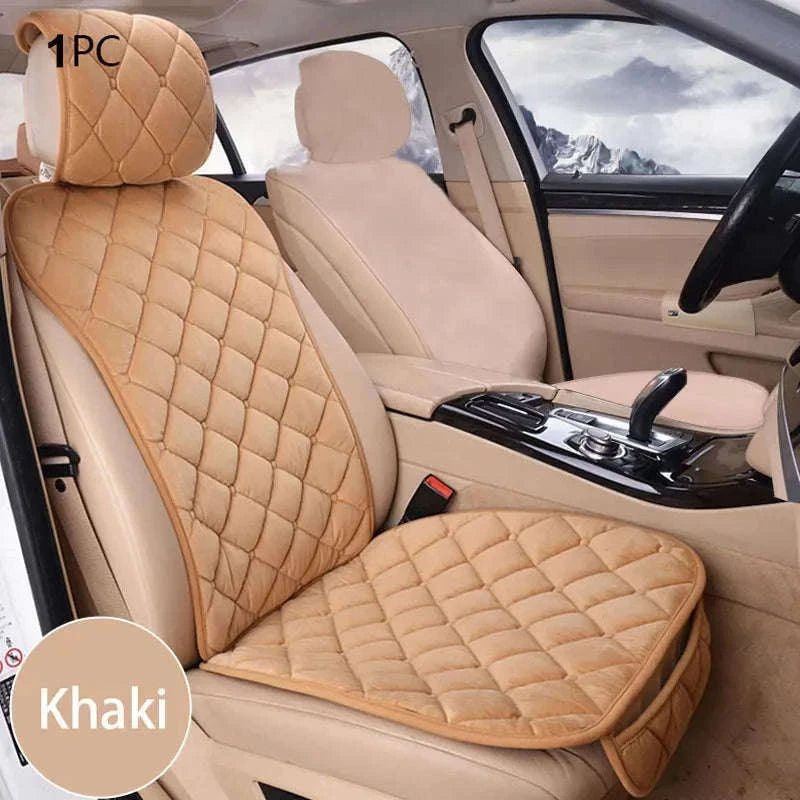 Plush Car Seat Cover-Rear Black 1pc
