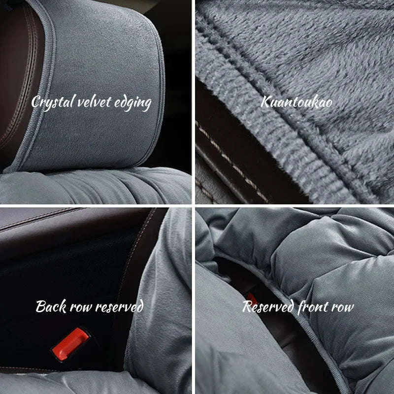 Plush Car Seat Cover Winter Warm Anti-Slip Seat Cushion-Gray front seat 1PC
