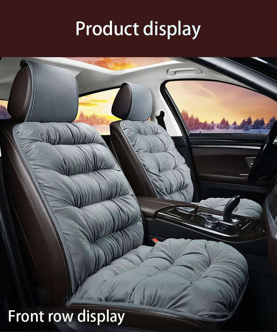 Plush Car Seat Cover Winter Warm Anti-Slip Seat Cushion-Gray front seat 1PC