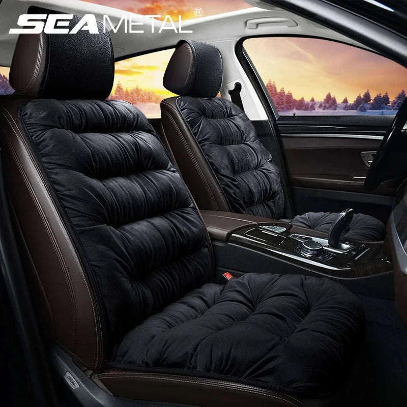 Plush Car Seat Cover Winter Warm Anti-Slip Seat Cushion-Gray front seat 1PC