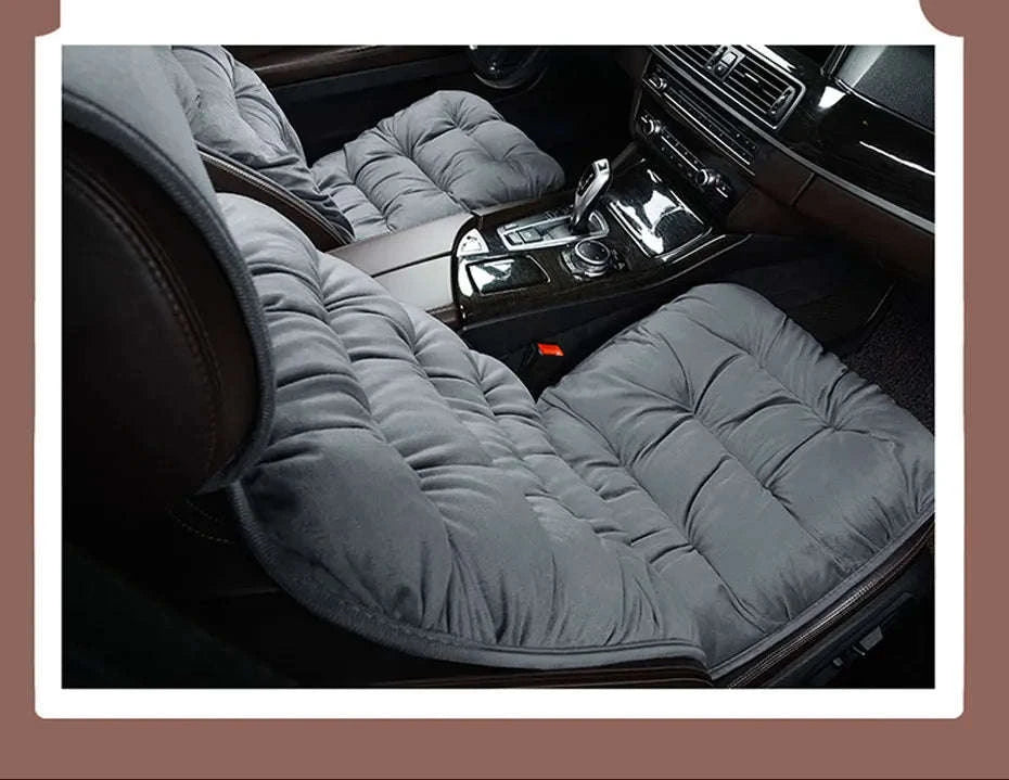 Plush Car Seat Cover Winter Warm Anti-Slip Seat Cushion-Gray front seat 1PC