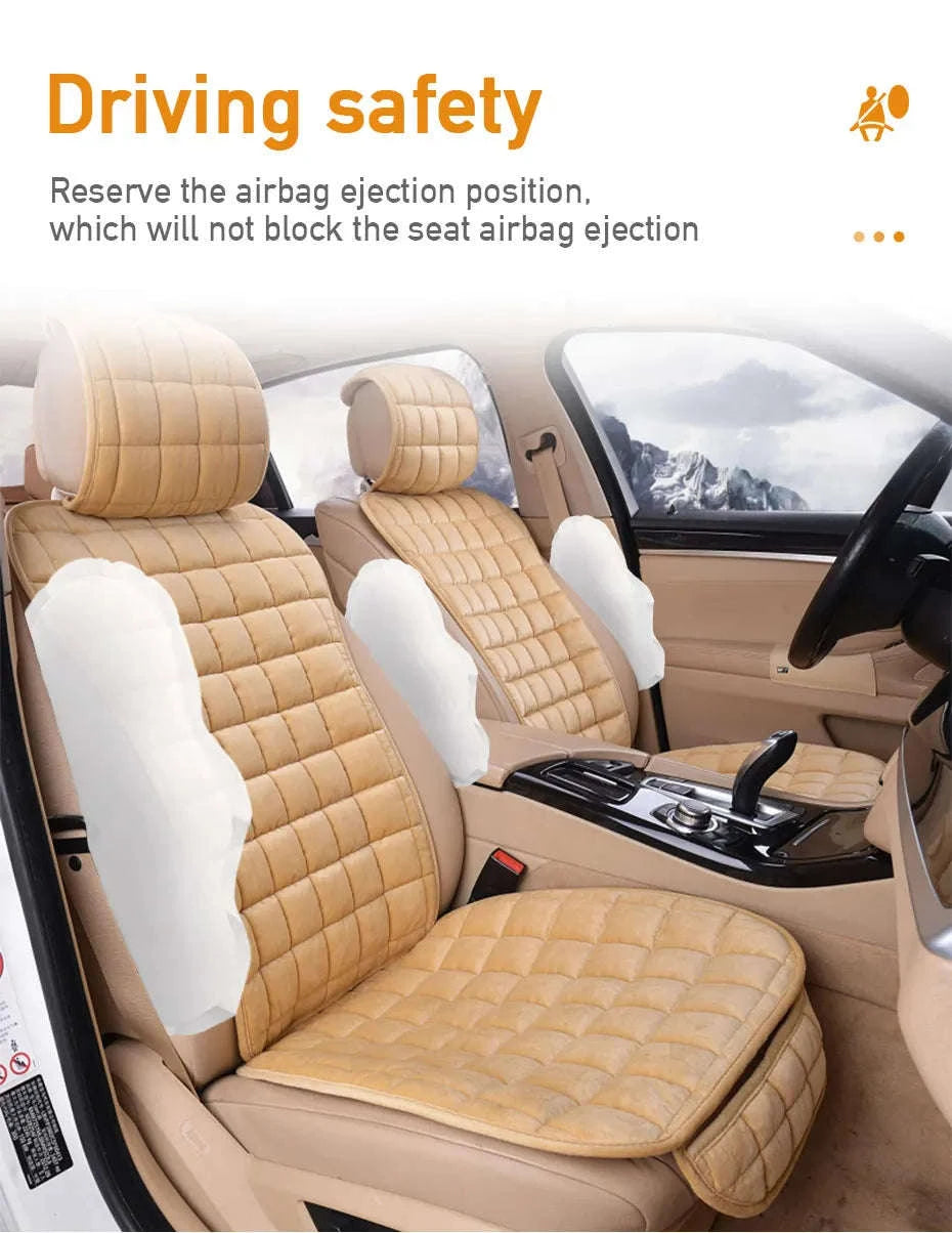Plush Car Seat Cover with Backrest Pad-Gray Front 1pc