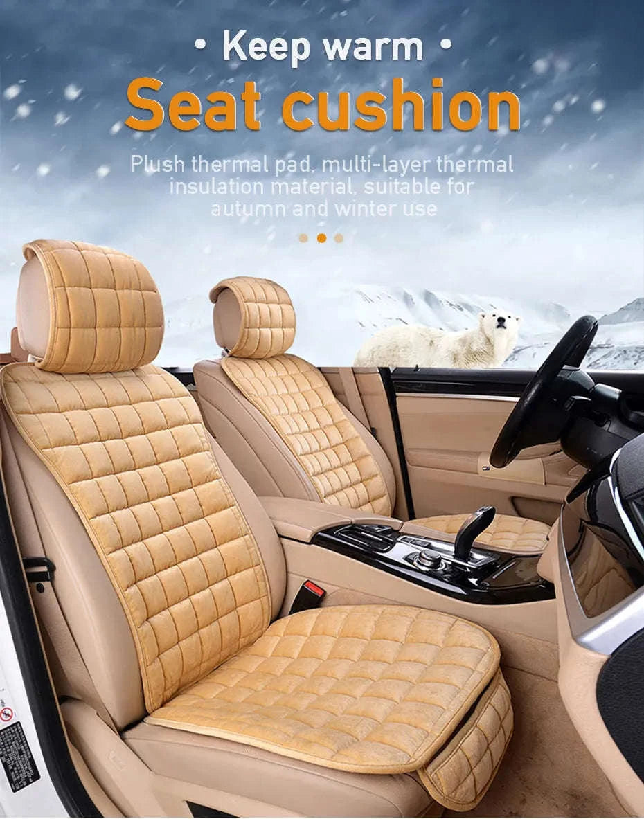Plush Car Seat Cover with Backrest Pad-Gray Front 1pc