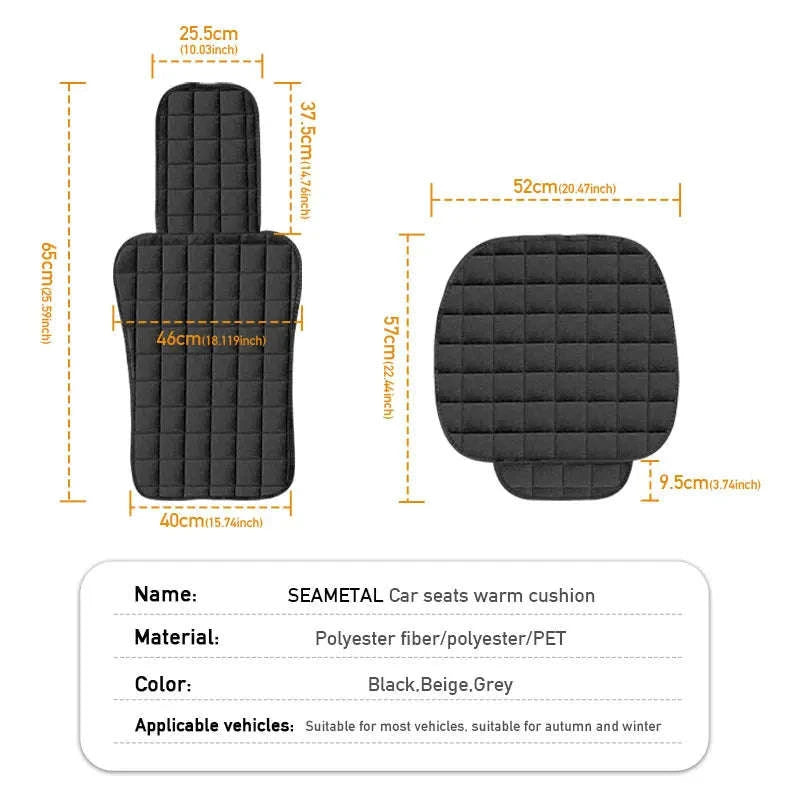 Plush Car Seat Cover with Backrest Pad-Gray Front 1pc