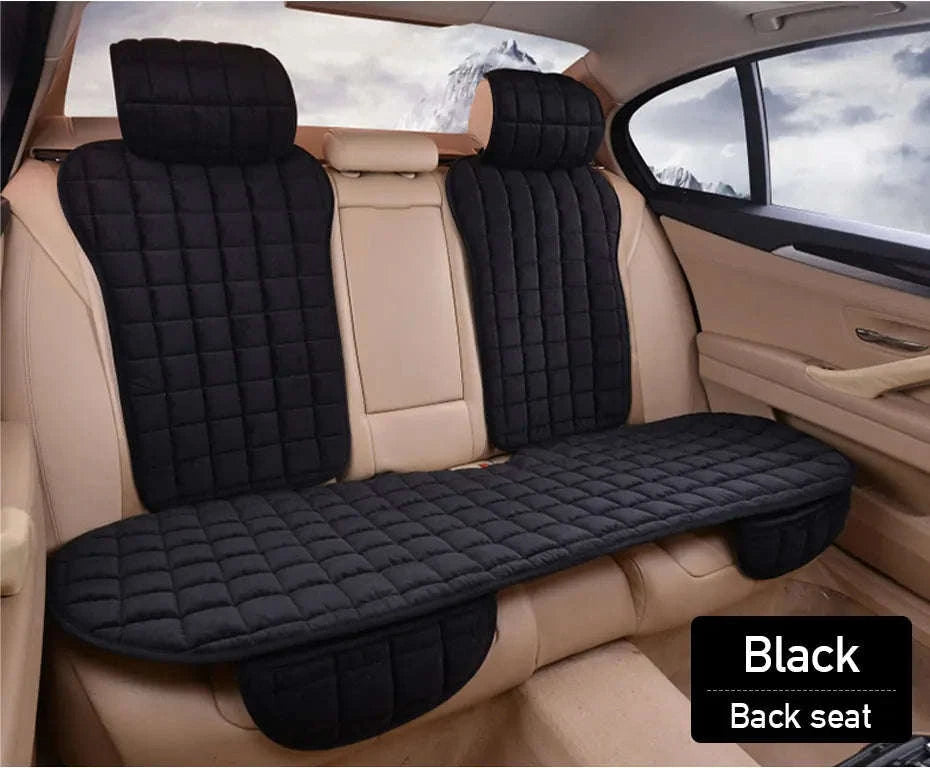 Plush Car Seat Cover with Backrest Pad-Gray Front 1pc