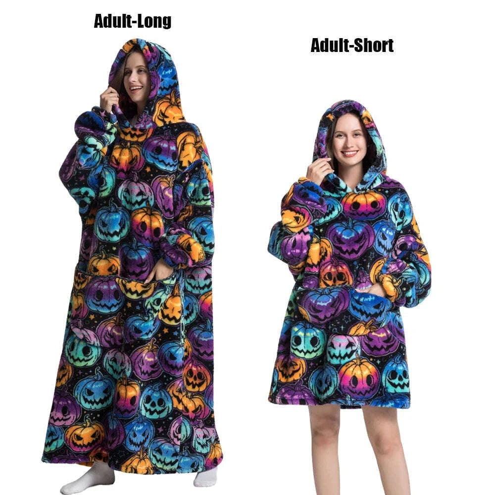 Plush Fleece Blanket Hoodie for Men and Women-FH141 / XL Length 140cm