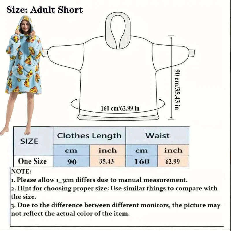 Plush Fleece Blanket Hoodie for Men and Women-FH141 / XL Length 140cm