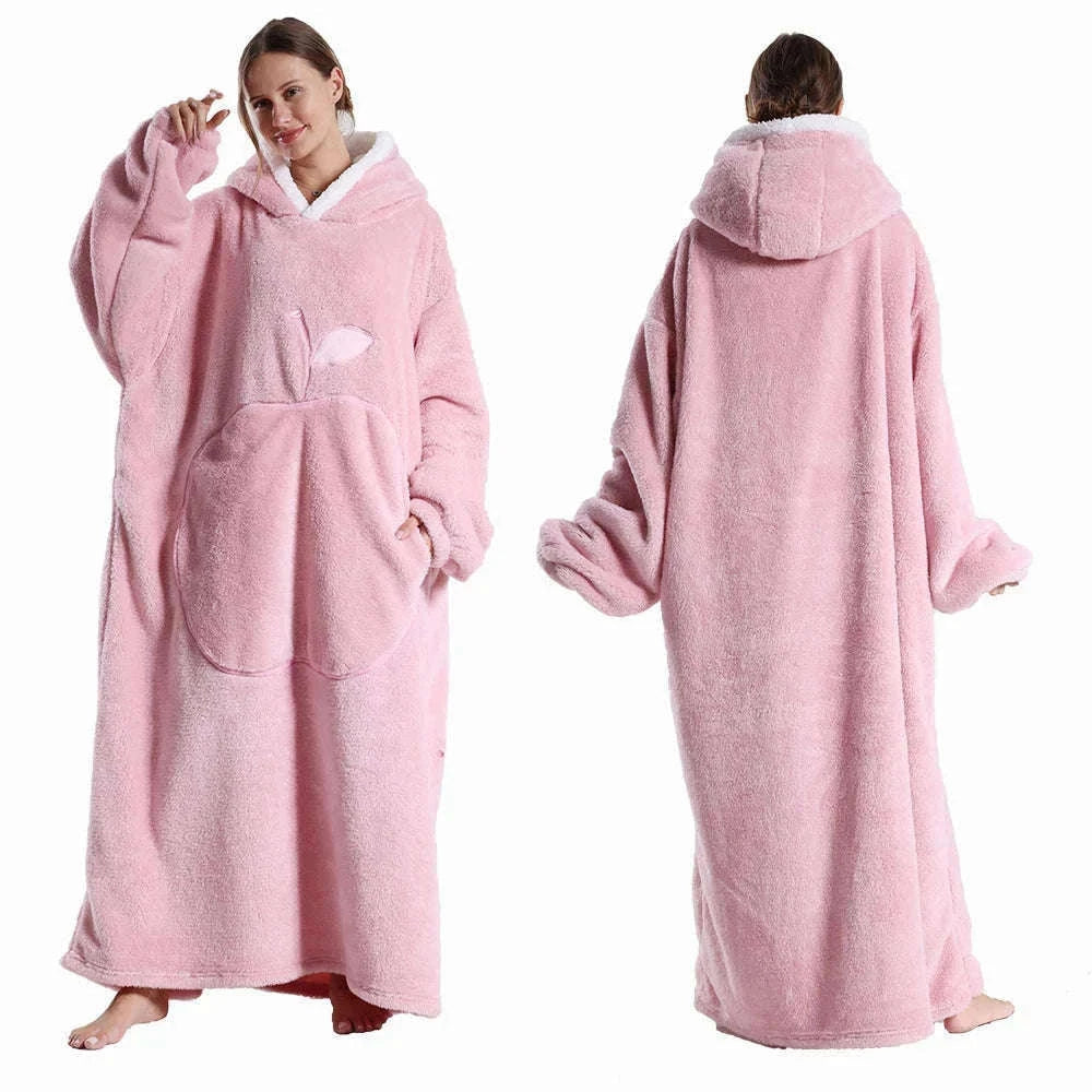 Plush Fleece Blanket Hoodie for Men and Women-FH141 / XL Length 140cm