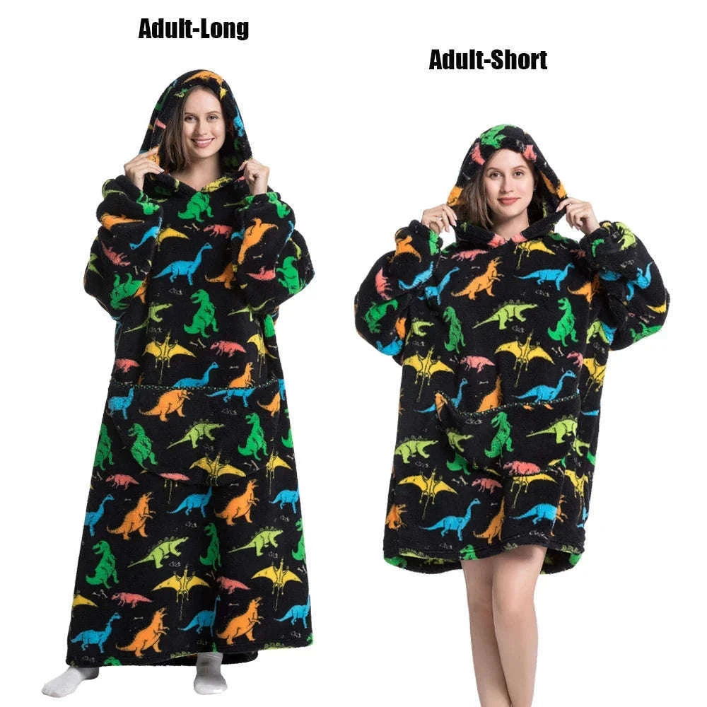 Plush Fleece Blanket Hoodie for Men and Women-FH141 / XL Length 140cm