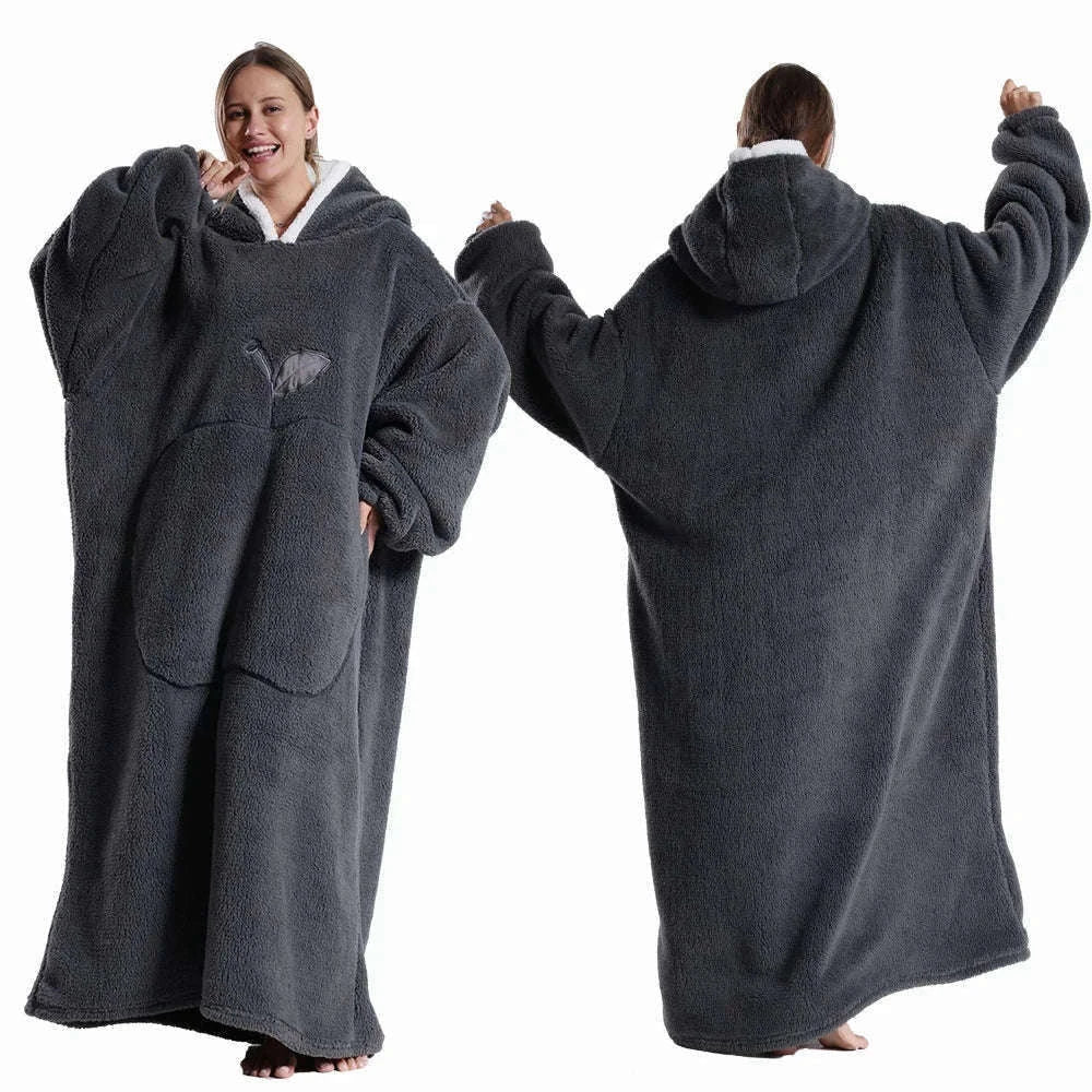 Plush Fleece Blanket Hoodie for Men and Women-FH141 / XL Length 140cm