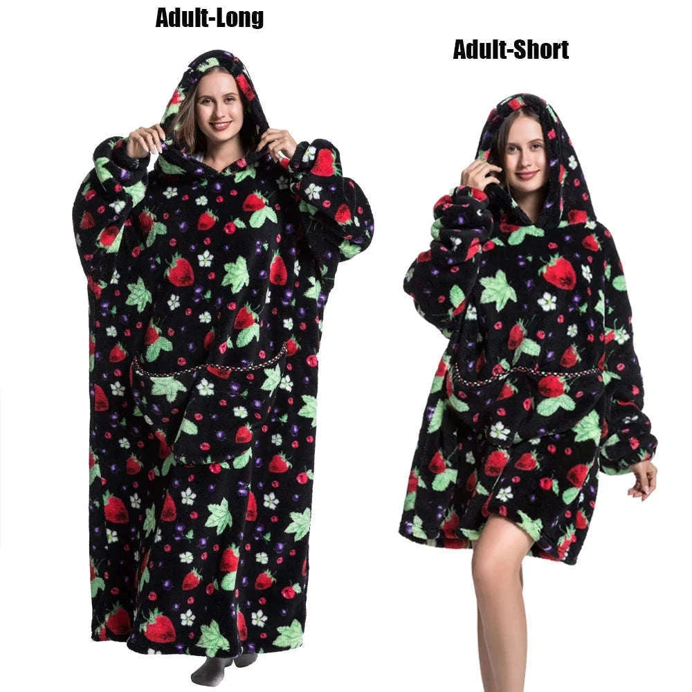 Plush Fleece Blanket Hoodie for Men and Women-FH141 / XL Length 140cm
