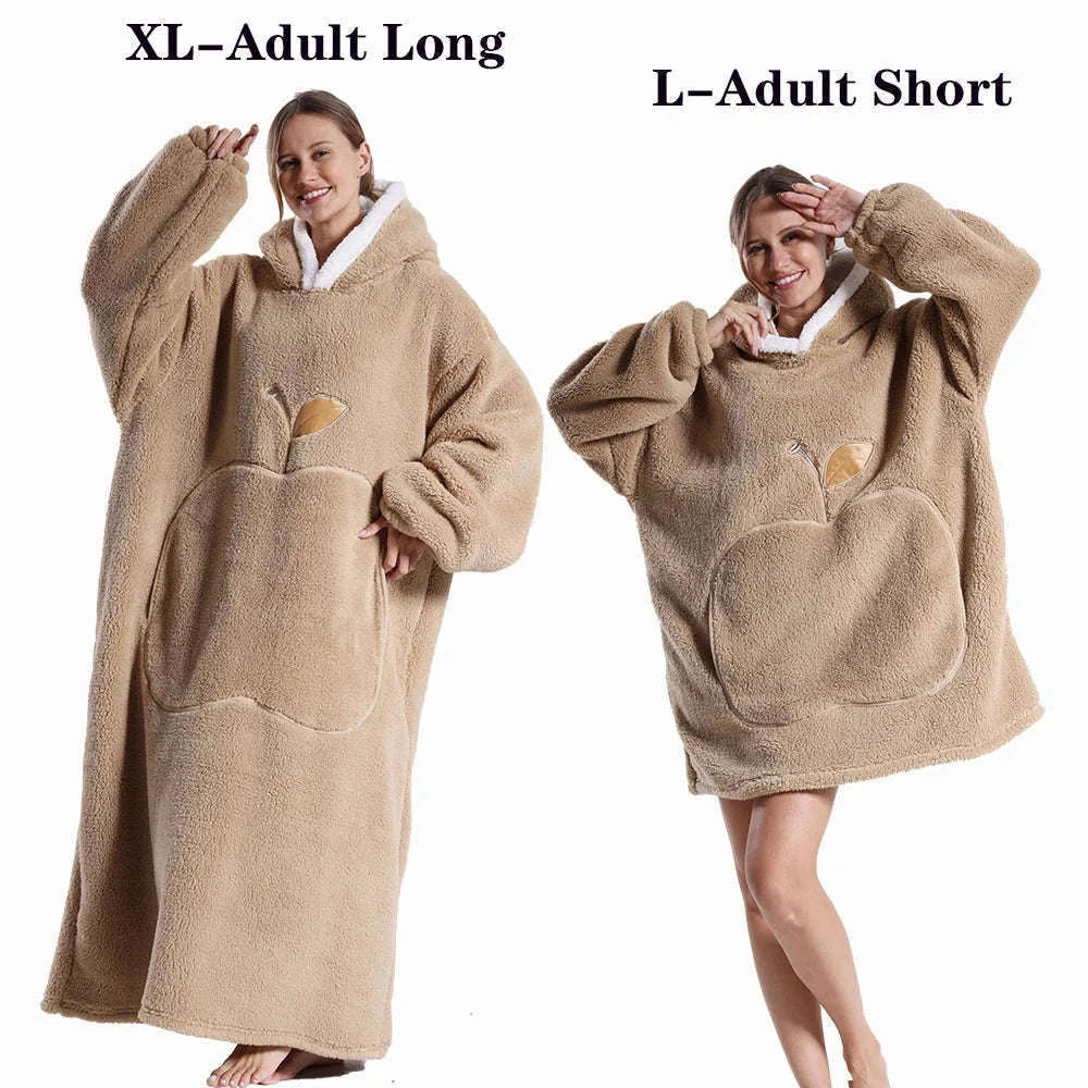 Plush Fleece Blanket Hoodie for Men and Women-FH141 / XL Length 140cm